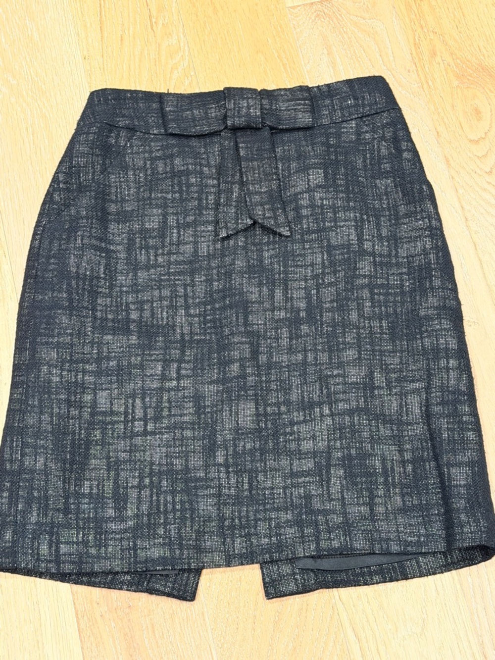 Milly Black tweed  Textured Pencil Skirt with Front Tie‎ 10